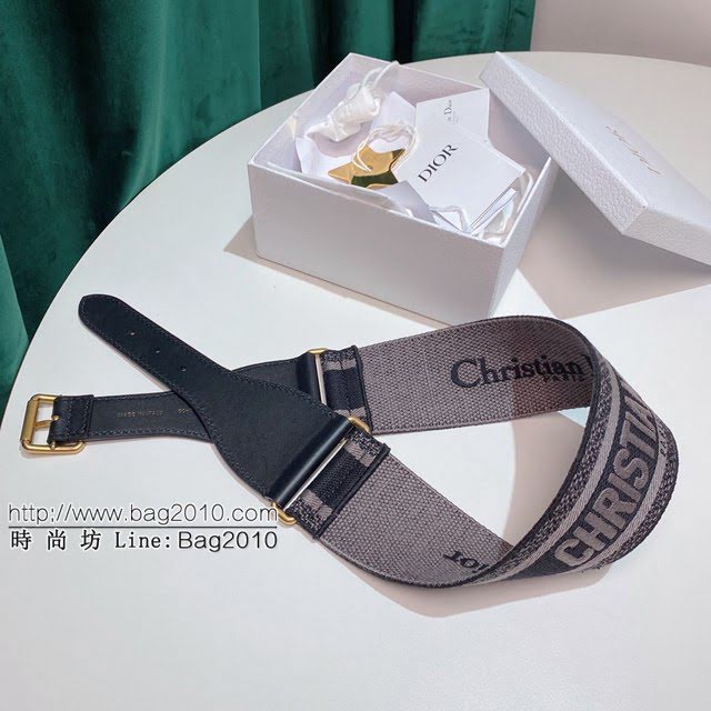 Dior女士腰帶 迪奧Christian Dior刺繡帆布皮帶  jjp1976